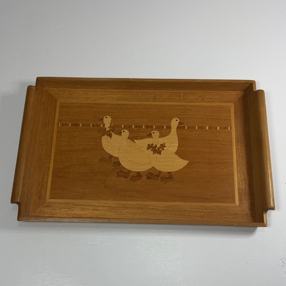 Other - Goose geese vintage wood inlay serving tray